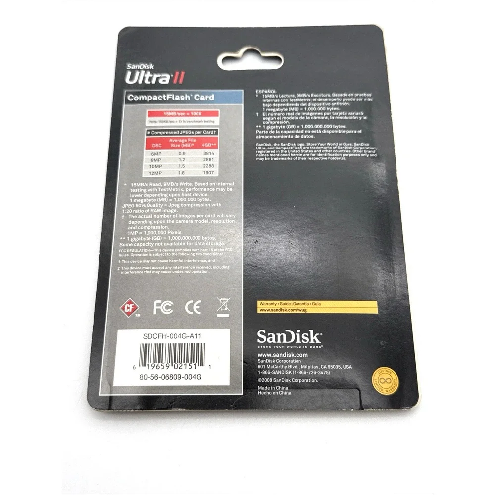 NEW SanDisk Ultra II 4GB CF Compact Flash Genuine Camera Memory Card